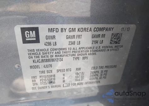 2014 Buick Encore Convenience из США, поврежденный, VIN KL4CJBSB8EB612134